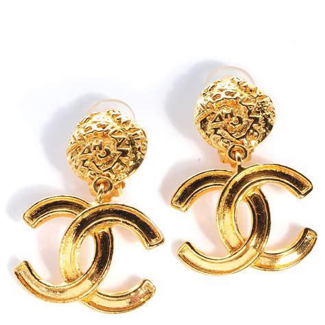 chanel gold pendant earrings|genuine chanel earrings.